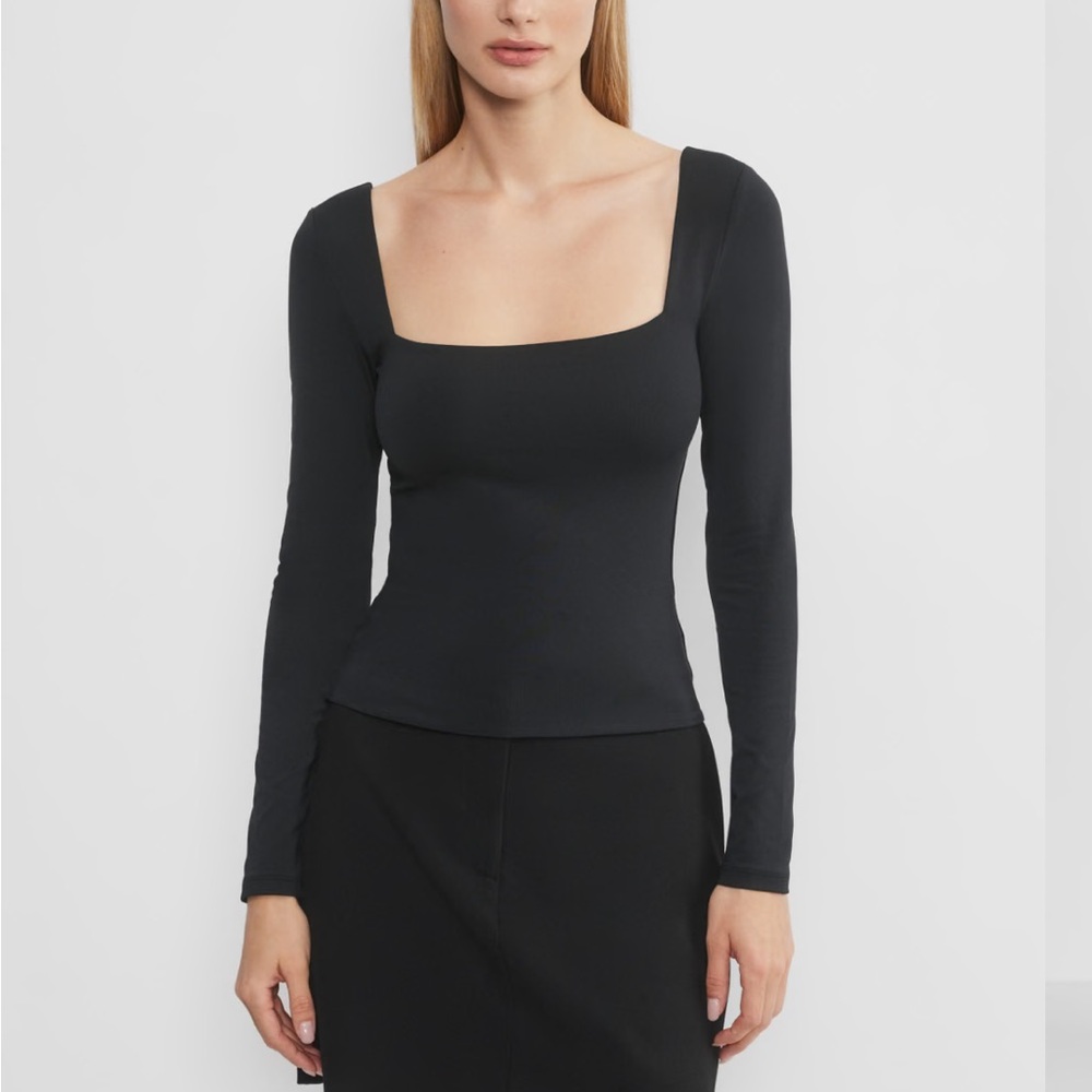NWT Aritzia Contour Squareneck Longsleeve in Coal Grey size S
